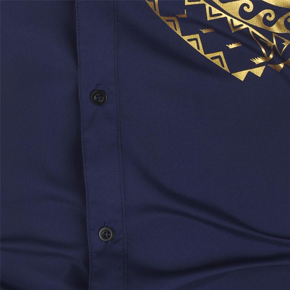 Cămașă cu mânecă lungă European Slim Fit: Imprimeu la modă 2025, Guler răsturnat, Mărimi până la 4XL