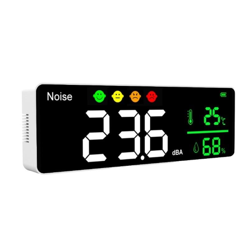 Wall Mounted Hanging Digital Sound Level Meter Large LCD Display Noise Meter Decibel Temperature & Humidity Measurement Tester