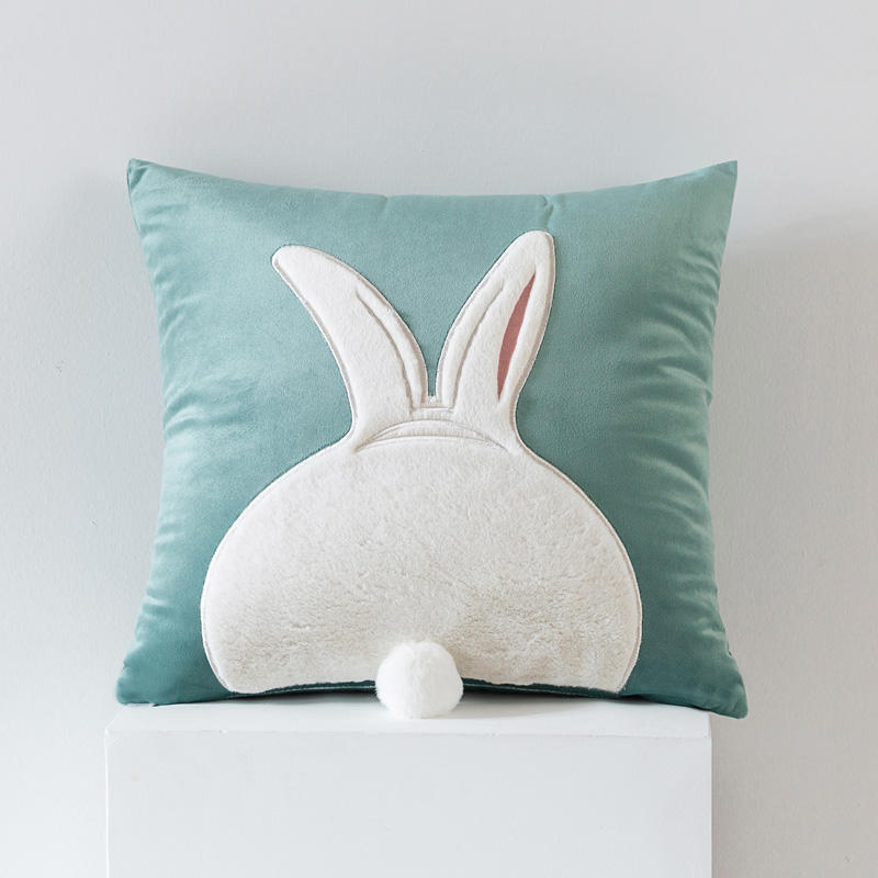 1pcs Cartoon Rabbit Cat Embroidered Cushion Pillow Cover Cute Home Sofa Decorative Cushion Case Gorgeous 45cm Soft Pillowcase