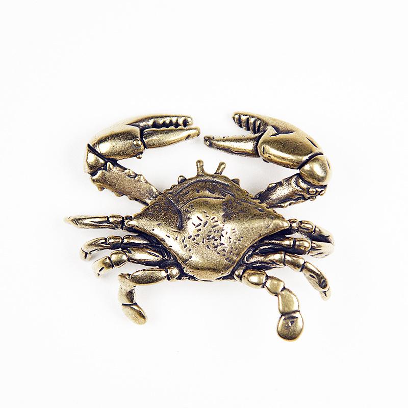 Messing Krabben Ornament, Reicher Lenker in der Hand, Kreatives Desktop Tee-Haustier Handwerk, Krabbenschere Kleine Verzierung, Antikes Stück.