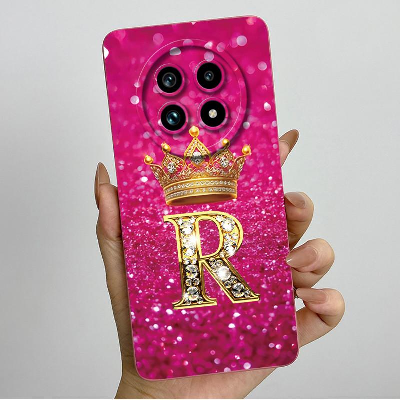 Liquid Silicone Crown Letter Phone Case For Realme 13 Pro Plus 13Pro 13ProPlus 5G Shockproof Camera Lens Protect Soft Back Cover
