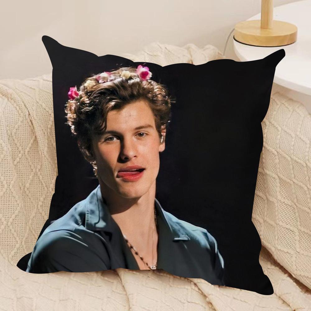 Sänger SShawn Mendes Kissenbezug Seidiger Kurzer Plüsch Beidseitig Bedruckter Kissenbezug für Sofa Alle Jahreszeiten Heimdekoration Geschenk