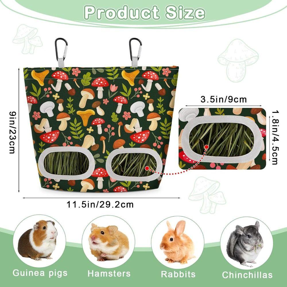 Dual Opening Guinea Pig Hay Feeder Hanging Hay Management Rabbits Hay Bag Chew-Proof Easy Clean Storage Dispenser Hamster
