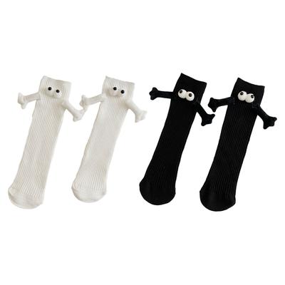 2 Paar Kinder Händchenhaltende Socken Lustige Hand in Hand Mittelrohrsocken Neuheit 3D Puppensocken Niedlich