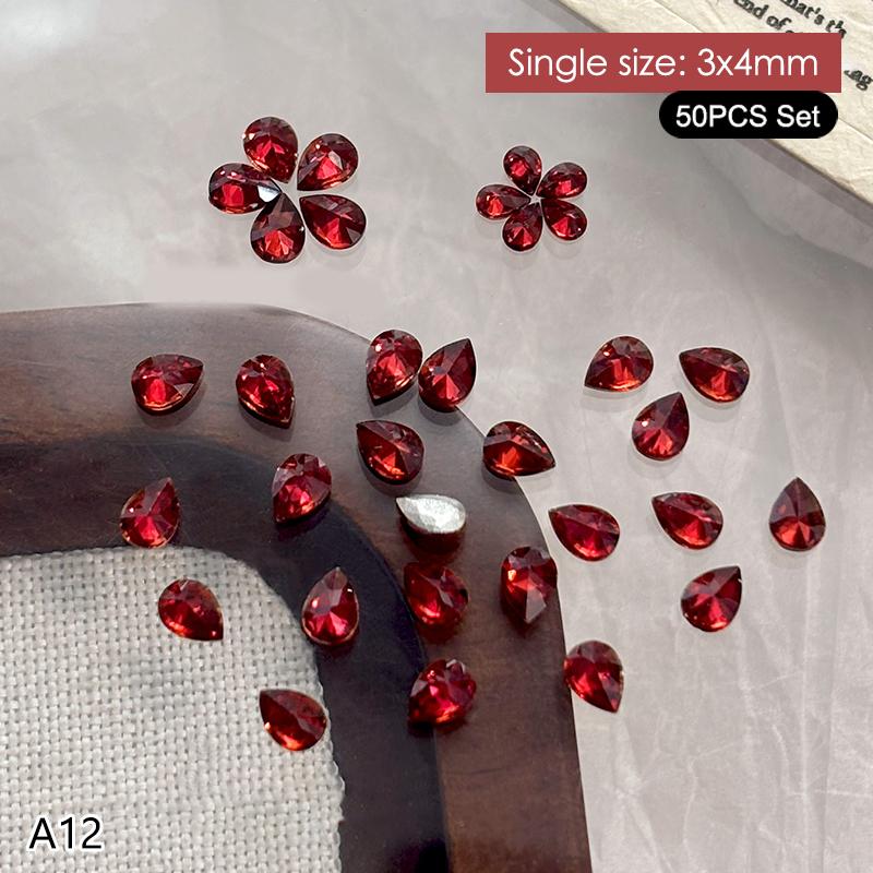 50 Stück Mehrfarbige Mini-Wassertropfen Zirkon Nail Art Strasssteine 3D Flachboden Kristallsteine Maniküre Dekoration