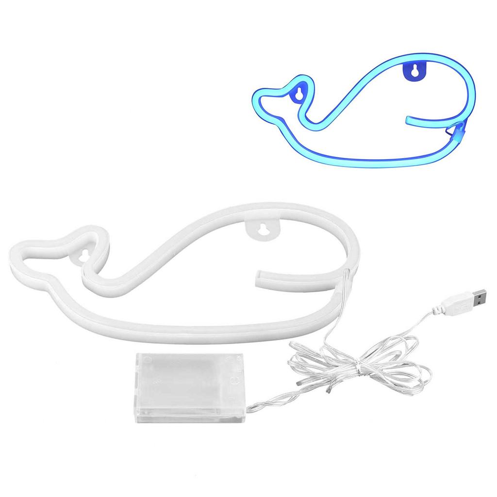 Neon Light Whale Shape LED Neon Sign Lamp Home Bedroom Party Holiday Decoration Birthday GiftBlue
