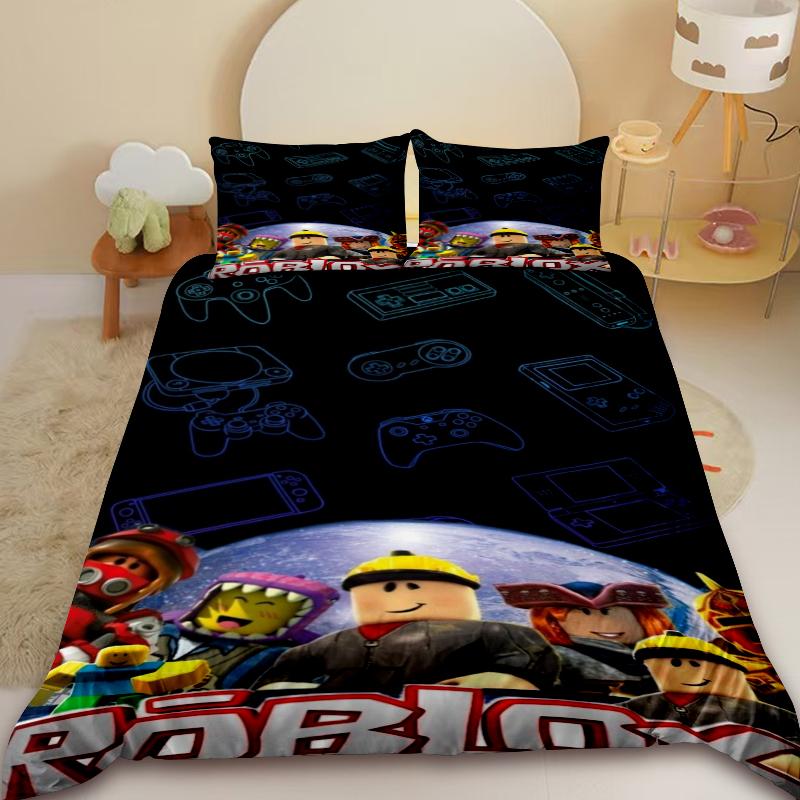 

Kids Cartoon Roblox 3pcs Duvet Cover Roblox Game Children s Teenager Bedding Set Anime Skin Friendly Bedroom Decor 135x200cm