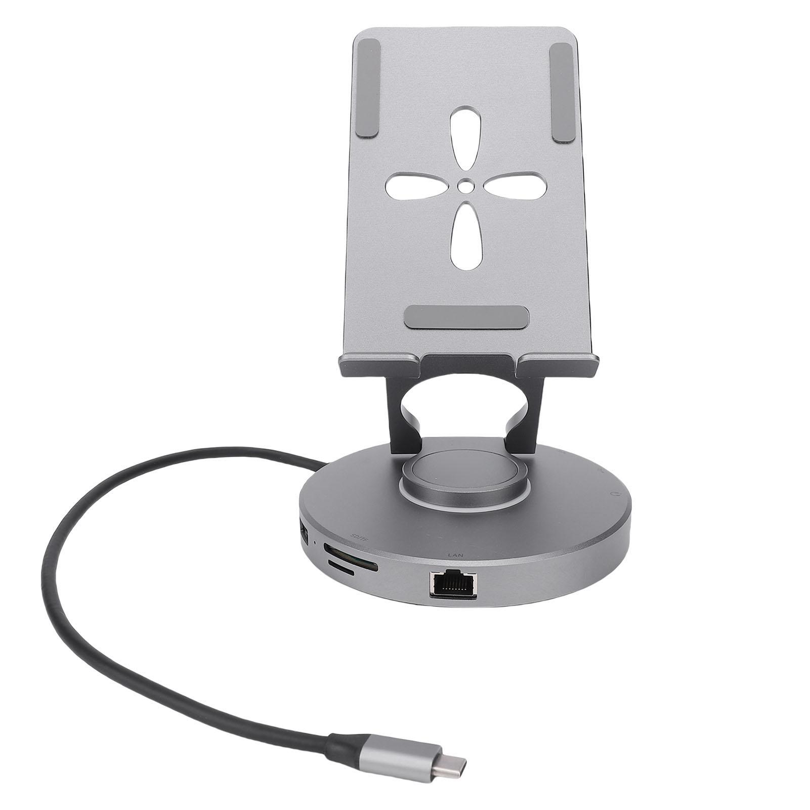 

Підставка-док-станція для планшета з обертанням на 360° USB C хаб 11 в 1 Тримач для планшета Космічний сірий