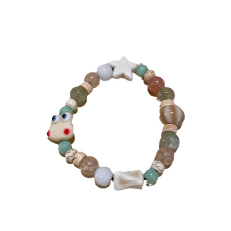Ins Wind Small Fresh Fish Frog Beaded Bracelet Women's Sweet Elastic Rope Bracelet Summer Jewelry