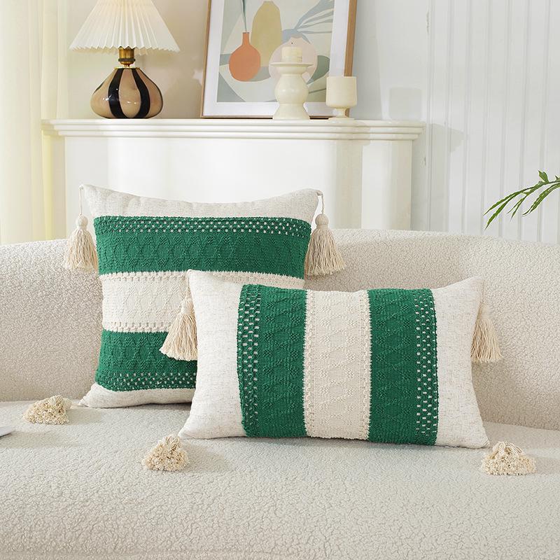 American Multicolor Jacquard Throw Pillow Cover for Sofa, Bed, Chair, and Car
