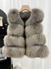 Light luxury whole leather fox hair back hair fur vest thin short foreign style short