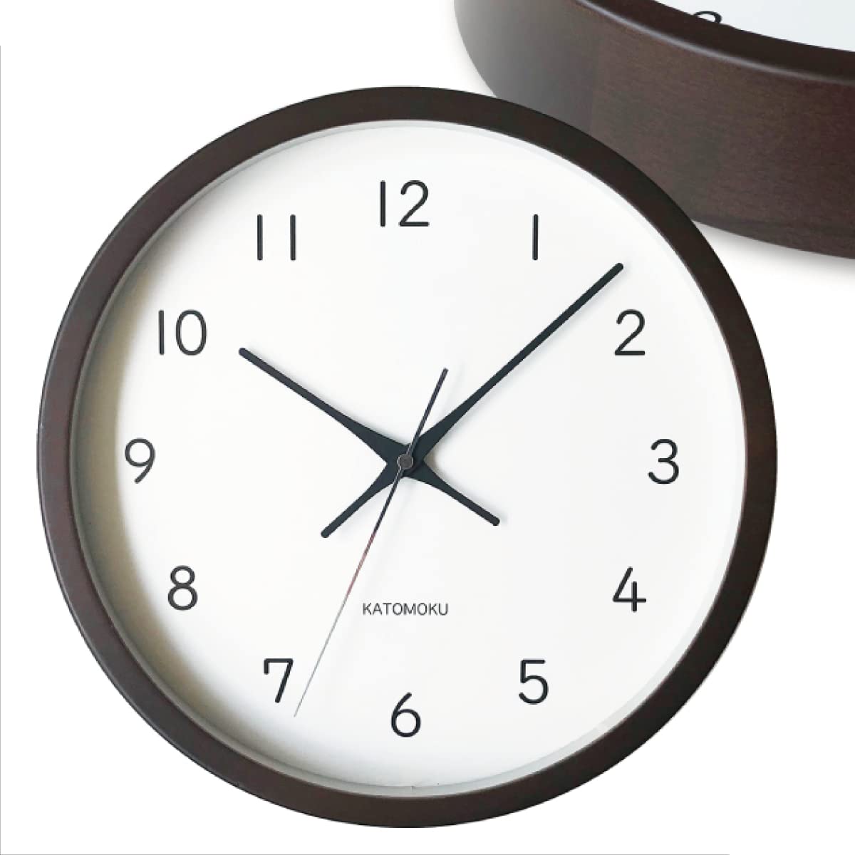 KATOMOKU muku clock 13 Brown Wall Continuous Second Diameter km-104BRRC Clock, Hand, 30.6cm (Radio-controlled clock)