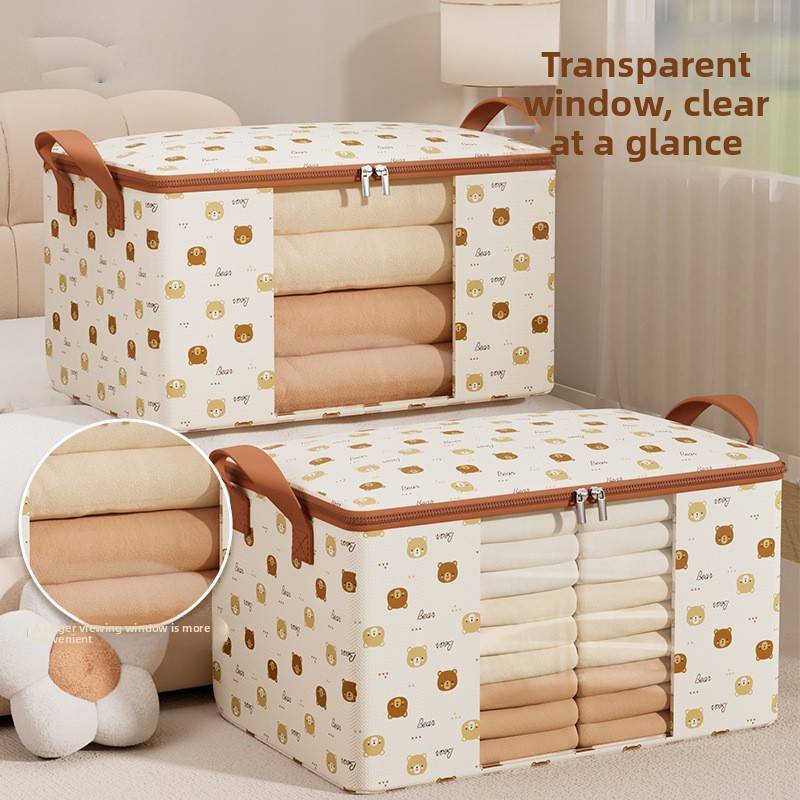 Clothes Storage Bag With Transparent Material For Bedroom Organizing