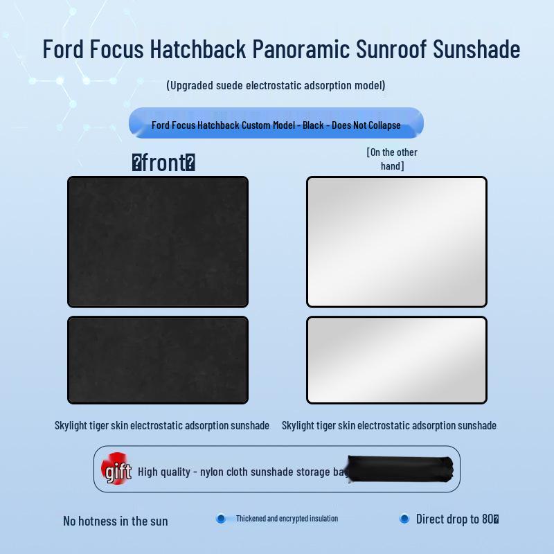 Ford Focus Hatchback '19-'22 Electrostatic Sunshade: Heat Insulation, Sun Protection & Privacy Visor