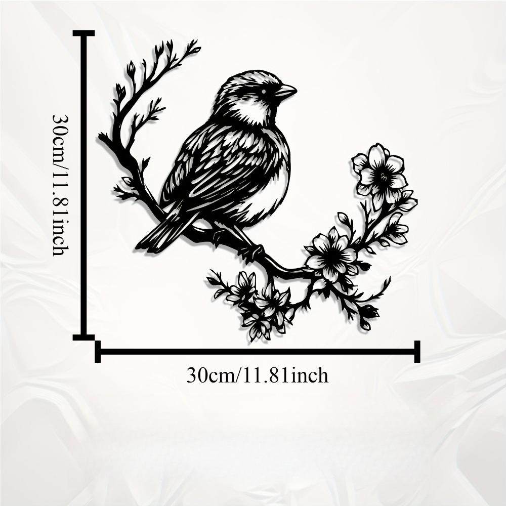 

Iron Flower Bird Metal Wall Art, Easter Mother Day Gift, Weatherproof Garden Fence Decor, Outdoor Indoor Living Room Iron Mural 12in