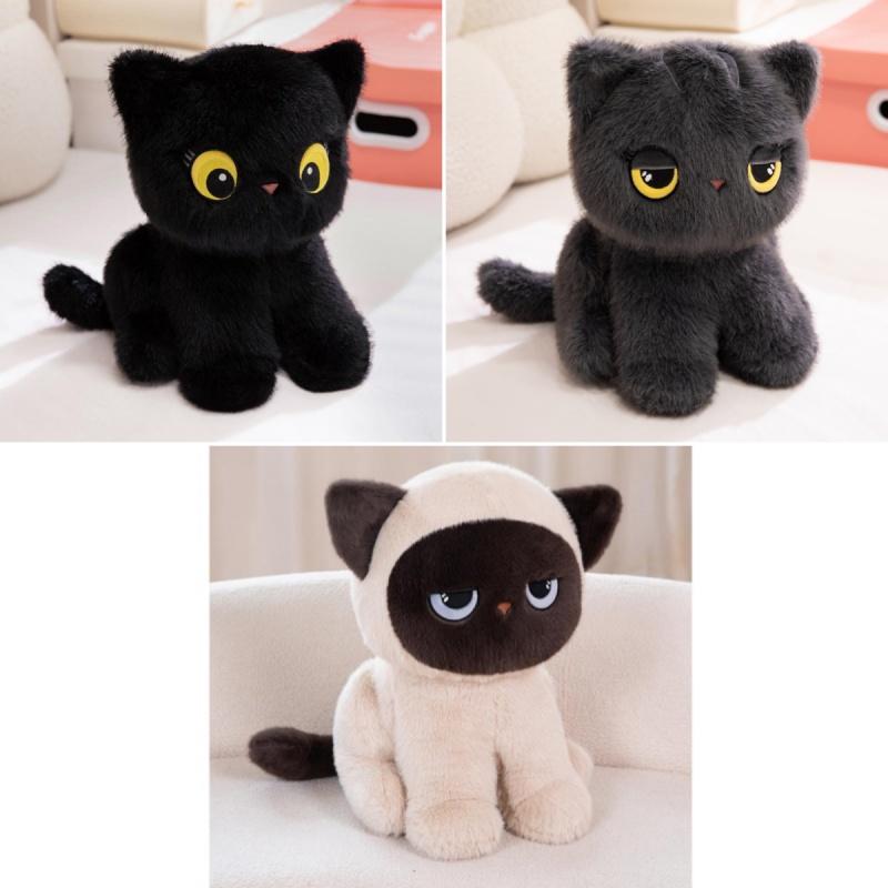 32-60cm Kawaii Black Cat Plush Toy Soft Stuffed Animal Cat Pillow Cushion Birthday Gift For Kids Girls Home Decor