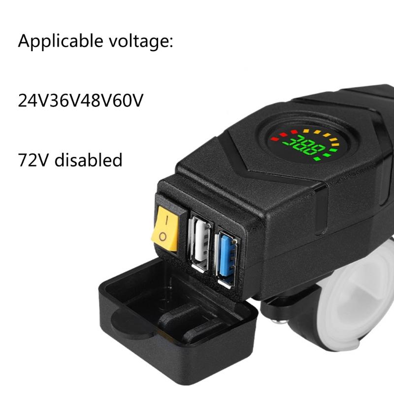 DC20V-80V Nabíječka telefonů pro elektrokola Elektrická kola USB nabíječka Výstup 5V2A/10W nebo QC3.0 5V3A, 9V2A, 12V1.5A /18W