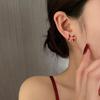 Christmas Red Zircon Crystal Bow Stud Earrings For Women Heart Shape Bowknot Christmas Earring New Year Festival Jewelry