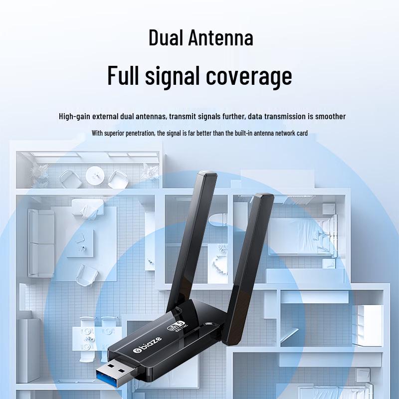 Biaz USB Wireless Network Adapter, Driver-Free AC650M Dual-Band 5G with External Antenna