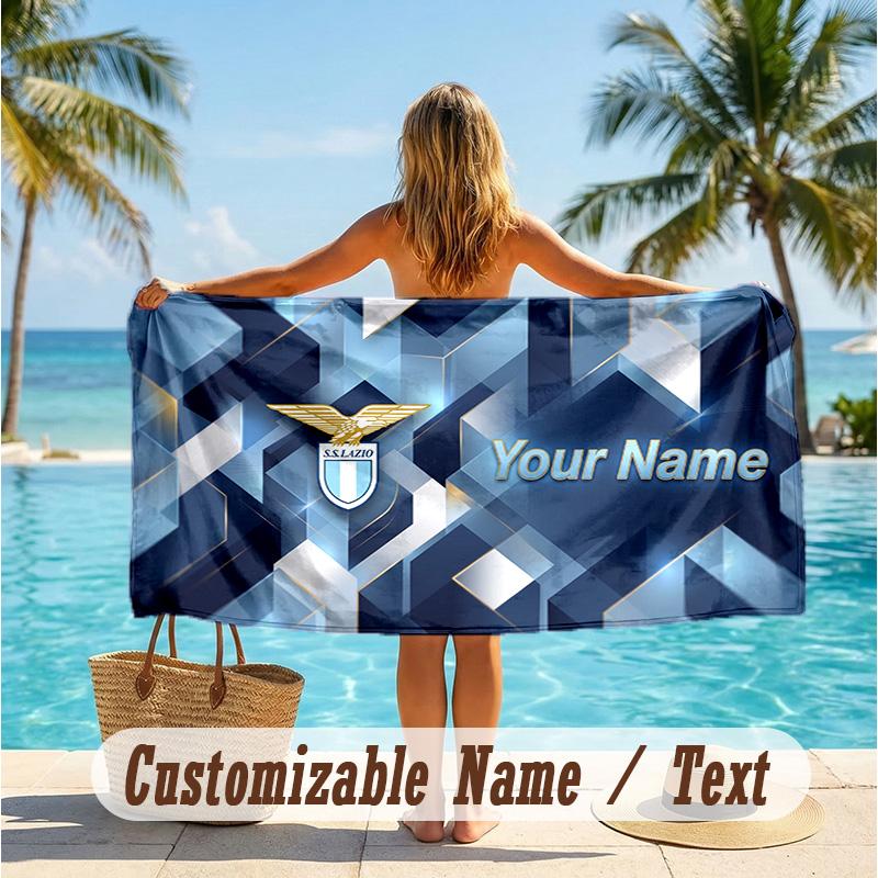 Custom Text Beach Towel, Soft Absorbent Swimming Multi-use TowelLazio FC