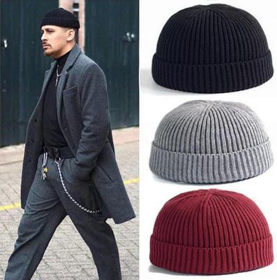 Unisex Wintermützen für Männer und Frauen, Hip-Hop-Mütze, gestrickt, lässig, einfarbig, Kürbis, tragbare Melone, lässige Mütze