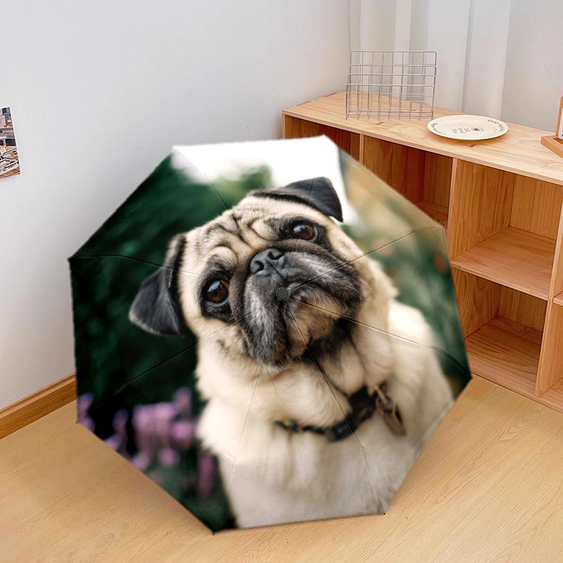 

1 PC Automatic Folding Umbrella - Funny and cute dogs Pattern, Portable & Foldable Design with 8 Ribs, Christmas Birthday Gifts