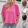 Damen Sommer T-Shirt Rundhals Fledermausärmel Lockere Passform T-Shirt Einfarbig Sommer Casual Pullover Tops Alltagskleidung