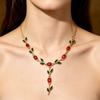 Resoul Gold Plated Crystal Pendant Tulip Necklace Flower Y Bohemian Wedding Necklace Fashion Jewelry