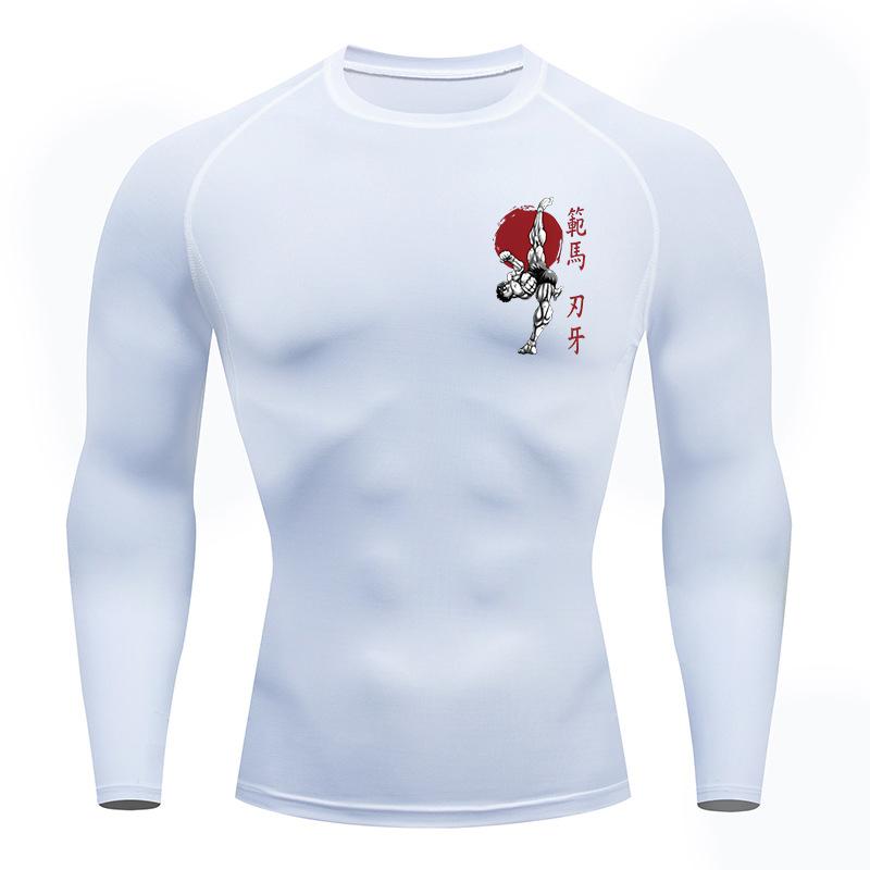 Baki Print Compression Shirts for Men Athletic Quick Dry Tshirts Tees Tops Gym Workout Fitness Undershirts Baselayers Rash Guard