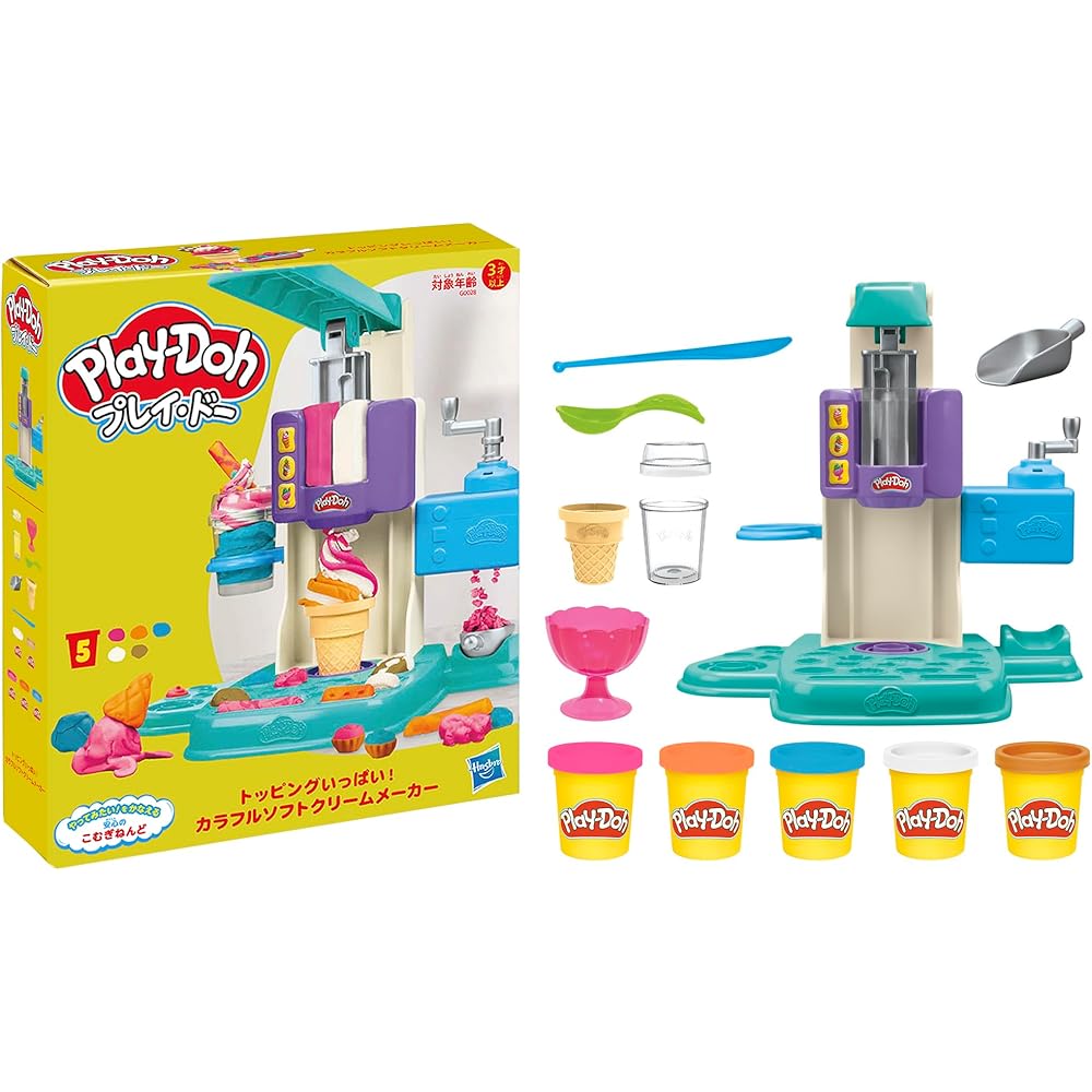 

Play-Doh Rainbow Swirl Ice Cream Playset with 7 Accessories, Colorful Soft Serve Maker, Arts and Crafts Toy for Kids 3 Years and Up