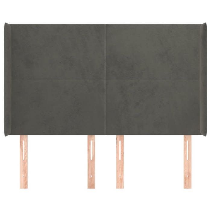 Čelo postele - Maison Exclusive - Uši - Tmavě šedý samet - 147 x 16 x 118/128 cm