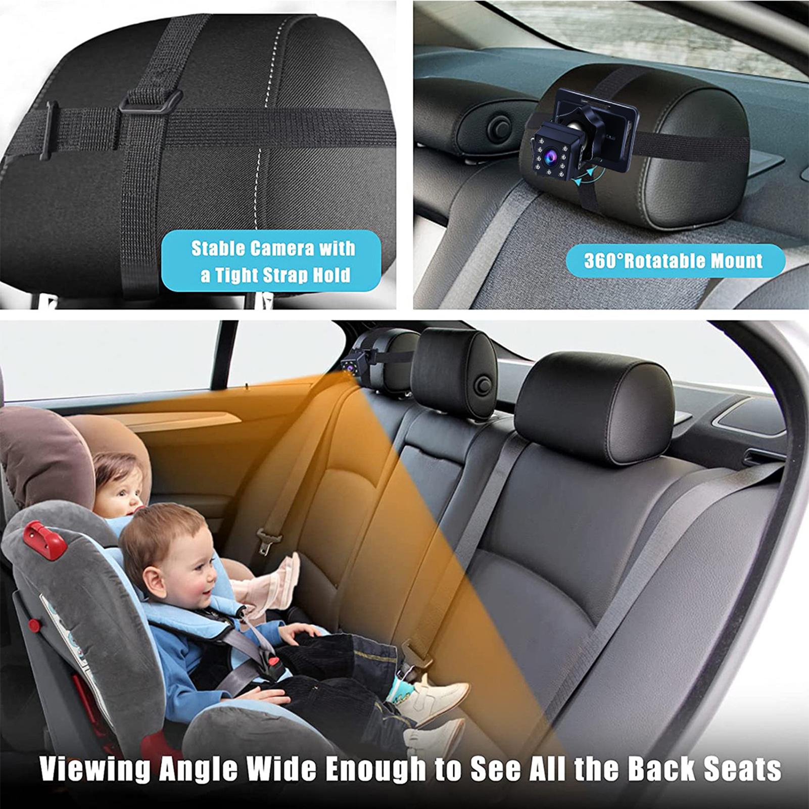 

Baby Car Mirror 1080P 4.3 Inch Baby Car Camera Night Car Seat Mirror Cameras Monitored Mirrors with Wide Clear View A
