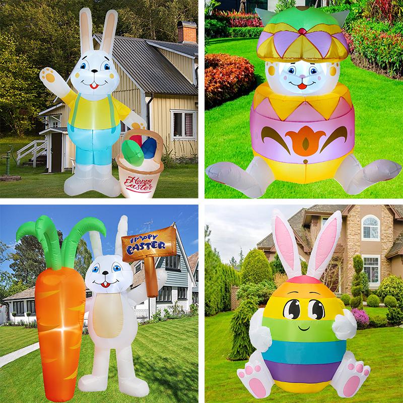Osterhase Aufblasbare Dekorationen Aufblasbare Ostern Bunte Eier Eingebaute LED DIY Garten Hof Rasen Innen Außen Partydekor