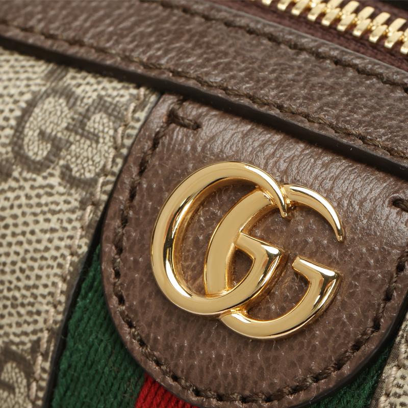 Gucci Ophidia Double G Logo Detachable Shoulder Strap Zipper Closure Canvas And Leather Trimmed Medium Shoulder Bag 772065-96IWG-8745