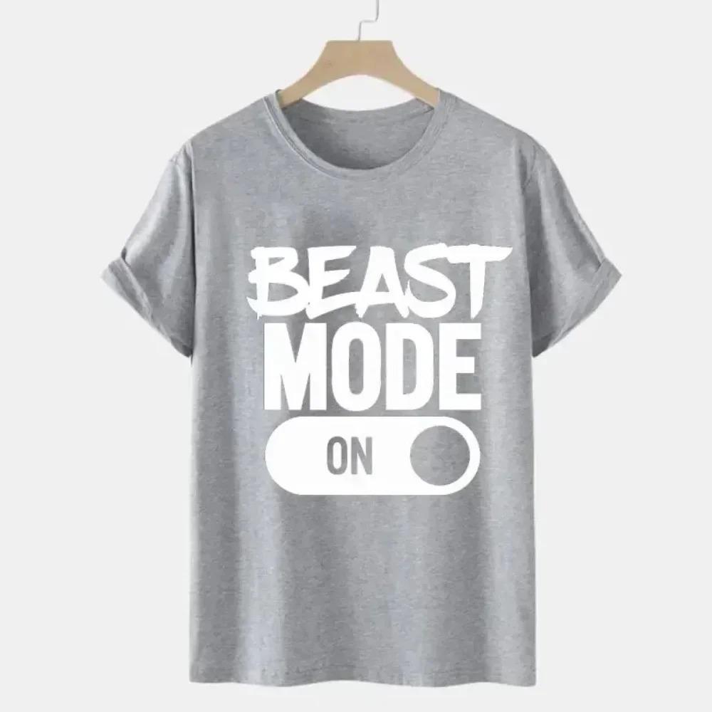 Men'S Tees Shirts Beast Mode on Print Funny Design Tshirt Short Sleeve Vacation Tops Male Women T-shirt Oversize Summer Clothes