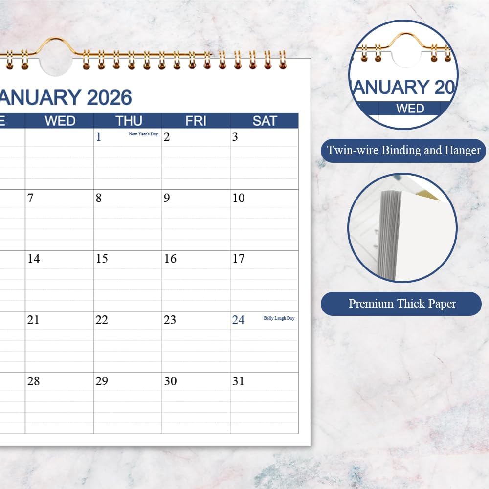 Calendar 2026 2027 - Wall Calendar Runs Jan 2026 to Jun 2027-18 Months Calendar Planner with Thick Paper for Planning and Organizing for Home or