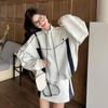 Light Gray Casual Sports Sweater & Contrast Short Skirt Set 2025
