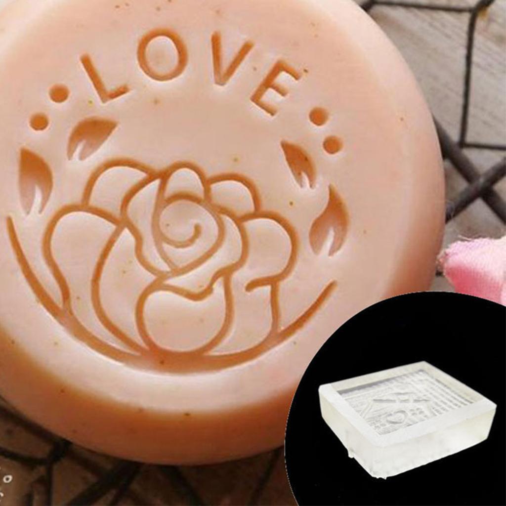 Valentines Day Acrylic Clear Seal Natural Organic Soap Making Tool Accessories Love Heart Pattern Soap Stamp Block