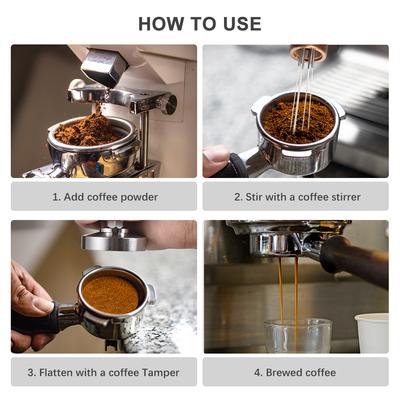 51mm Espresso Tamper & Stirrer Set Coffee Calibrated Tamper with Spring Loaded Flat 304 Stainless