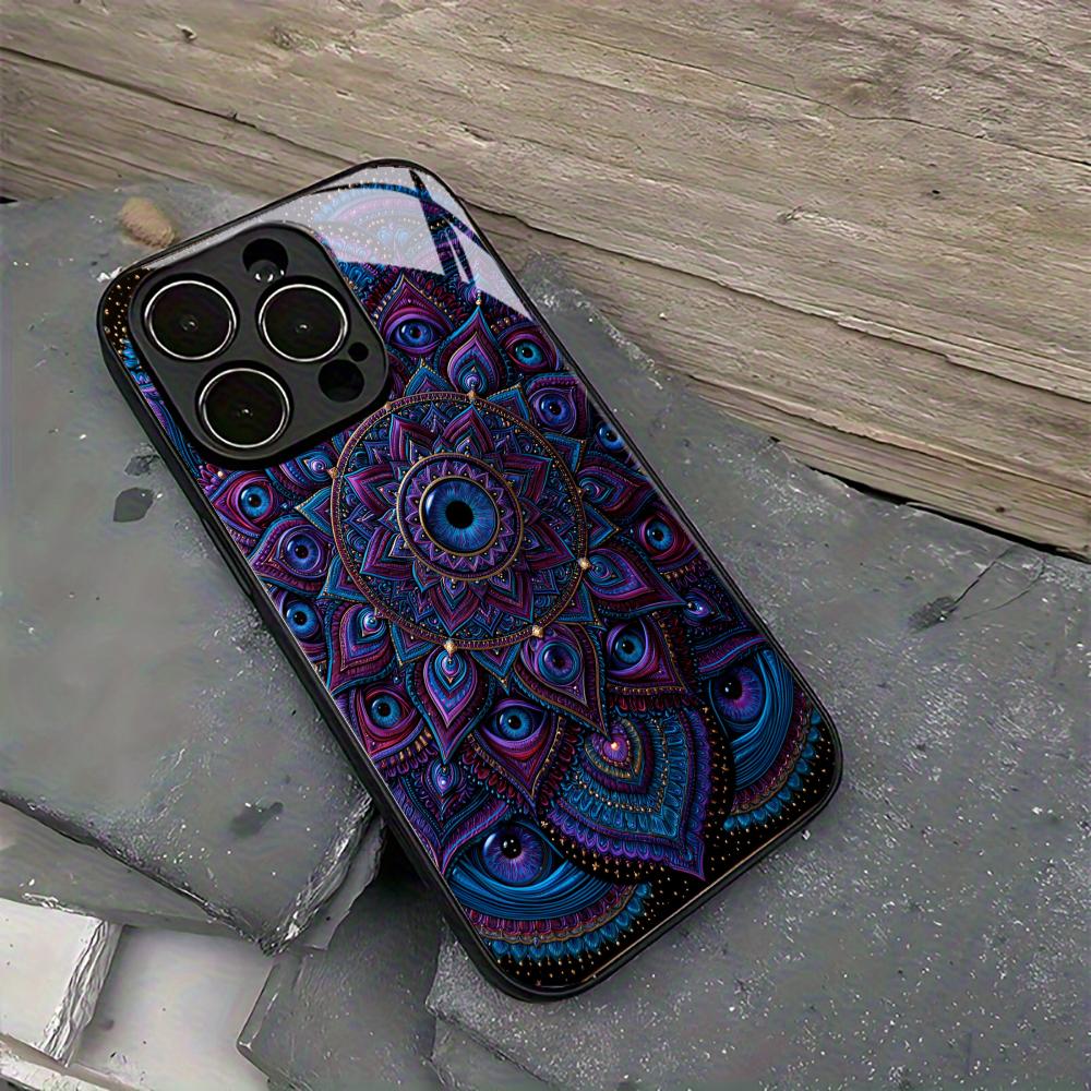 Mystic Eye Phone Case Glass Tempered Glass Phone Case For iPhone 16 15 14 13 12 Pro Max Hard Cover Soft Edge Protective Shell