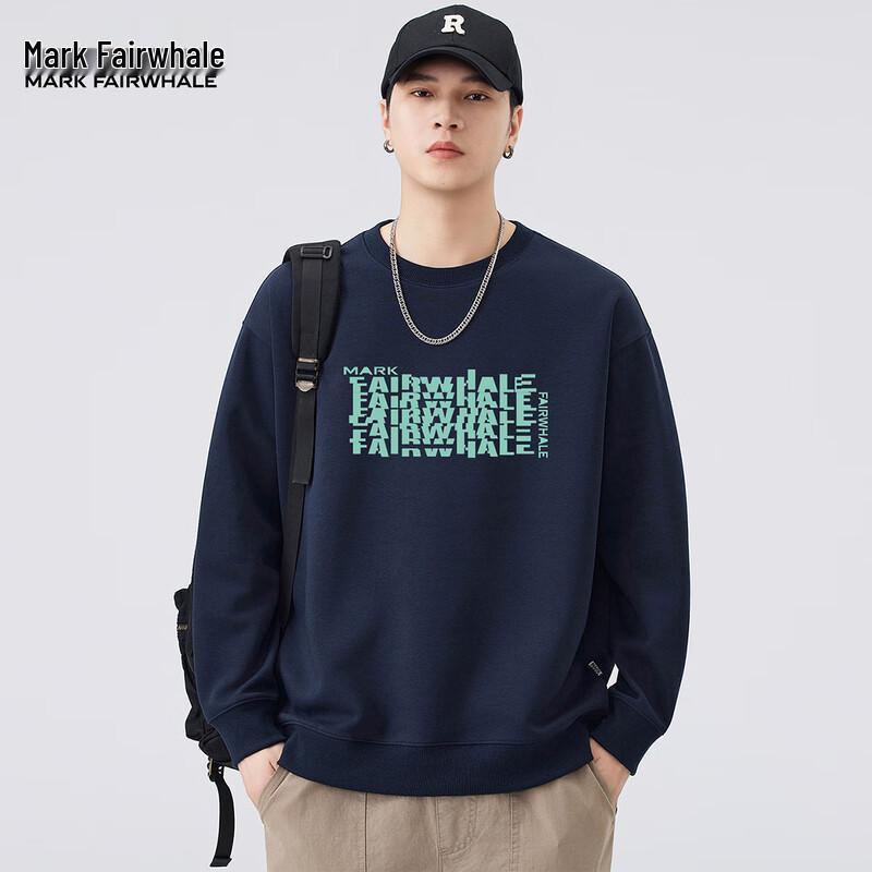 Mark Fairwhale Men's Loose Fit Printed Crew Neck Sweatshirt