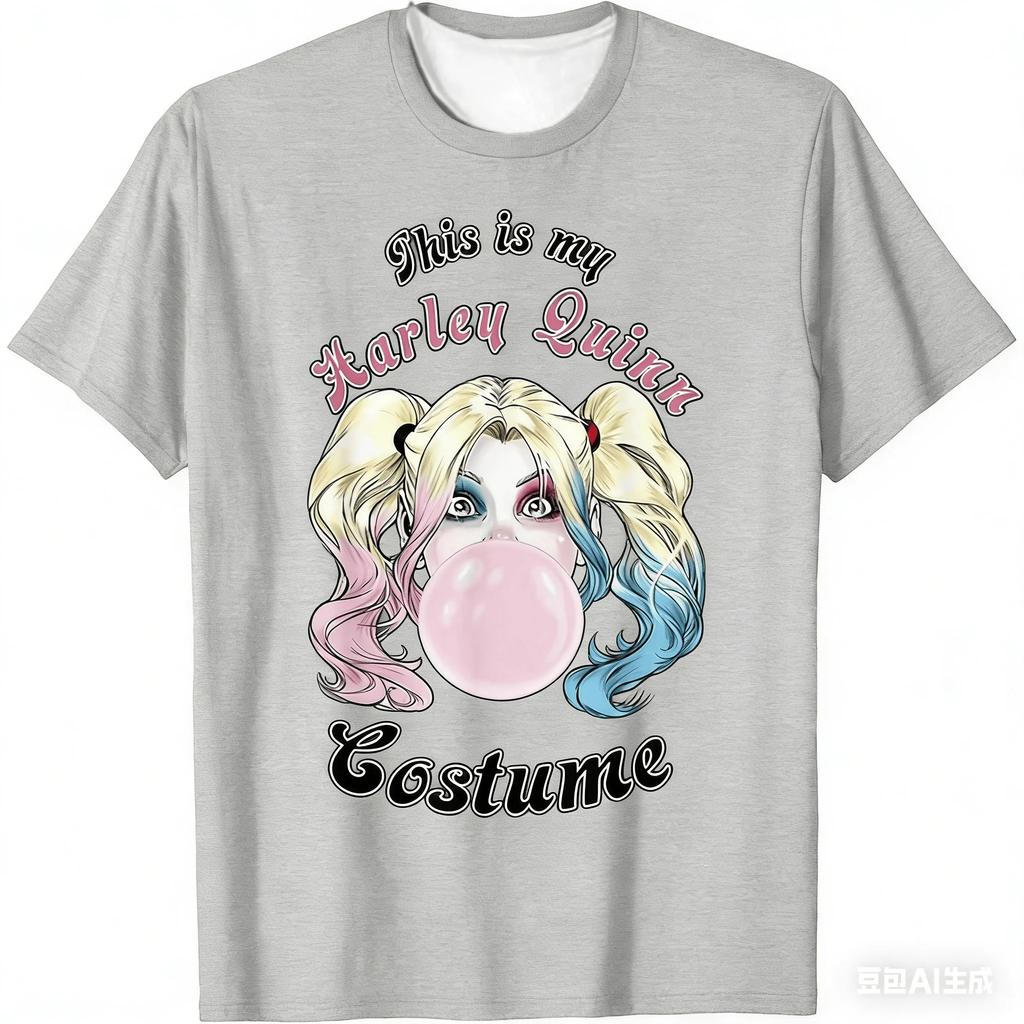 Adult and Childrens Harley Quinn Sweet Cool Rebellious Cotton TShirt Classic Bubble Gum Look Everyday Wear