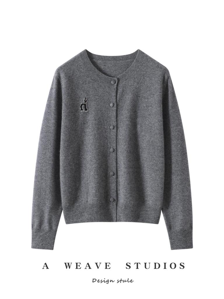 Embroidered Cashmere & Alpaca Cardigan - Women's Waist-Cinching Knitwear for Autumn/Winter