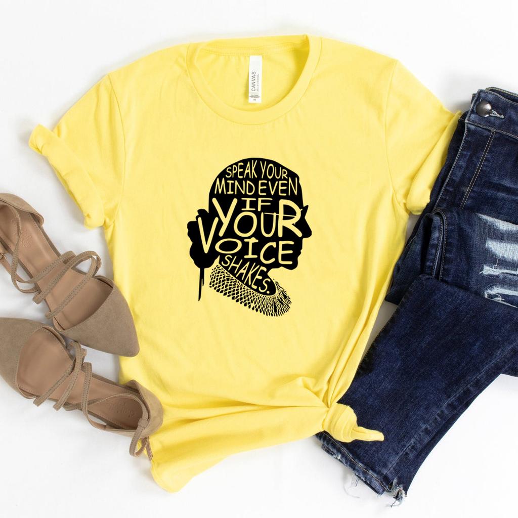 Speak Your Mind Even If Your Voice Shakes TShirt Notorious RBG Shirt Women Power Shirts Ruth Bader Ginsburg Top Feminist Tees