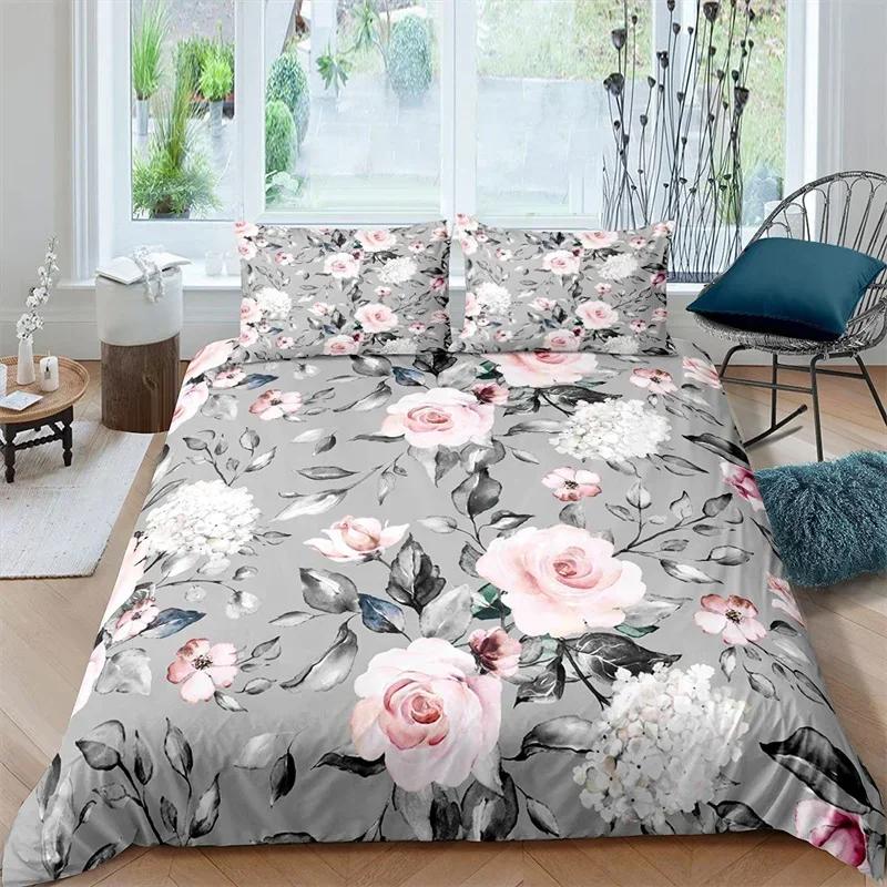 Rustic Flower White Tree Leaves Floral Comfortable Duvet Cover Pillowcase Bedding Set Children Bedroom Decoration Home Textile