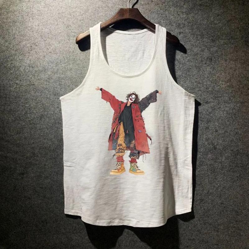 

Summer Joker Graphic Tank Top Casual Sleeveless Cotton Tee M белый