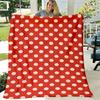 1pc Red Polka Dot Flannel Fleece Throw Blanket, All-Season, Machine Washable, Durable, Soft, Multifunctional, for Bed, Sofa, Nap, 200-250G Square, Pol