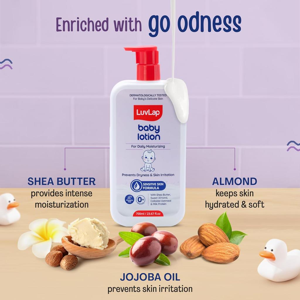 LuvLap Baby Lotion With Milk Protein 700ml Gentle Daily Moisturizer For Sensitive Skin Shea Butter Almond Oil Vitamin E