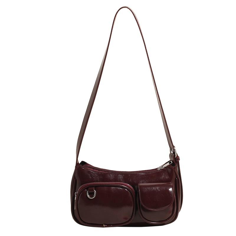 New niche design multi-pocket shoulder armpit bag retro red Spice Girl versatile handbag