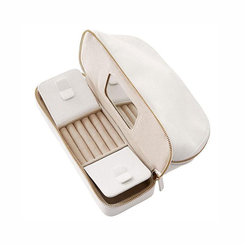2 in 1 Make-up-Tasche mit Schmuck-Organizer-Etui PU-Leder Vielseitig Damen Reise Schmuckhalter Organizer Kosmetikpinsel-Etui